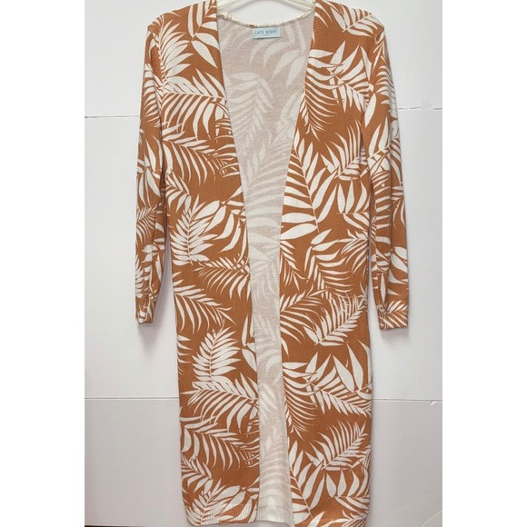 Late Night Apparel Sweaters - Late Night Apparel  Open Front Cardigan Sweater Tropical Print Sz S‎ Minimalist